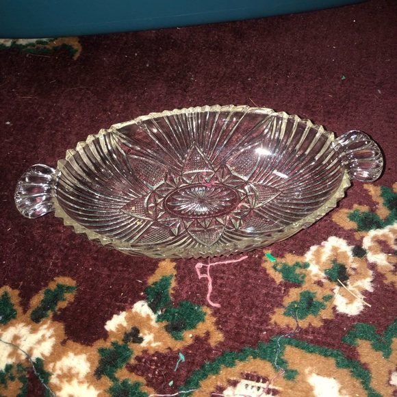 Intricate hazel atlas 573 clear handled olive oval relish dish - preloved - Picture 4 of 6